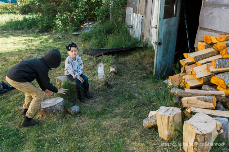 I was busy taking photos of the family preparing fish for the smokehouse and the boys decided to take a break outside of the Nolie smokehouse. This smokehouse has been smoking fish for over 30 years.